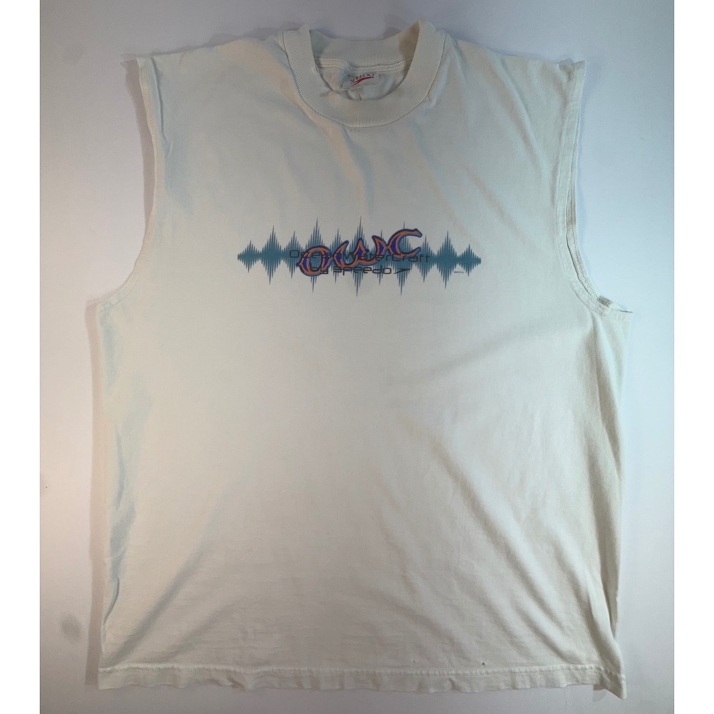 Vintage Speedo Ocean Watercraft OWC Muscle Tee Shirt White Large 90s Graphic